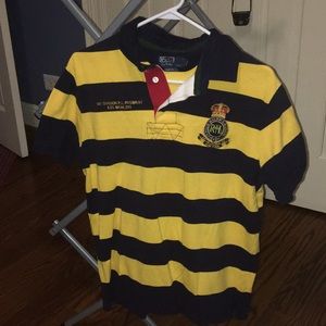 Polo Custom Fit Large, Blue/Yellow Striped